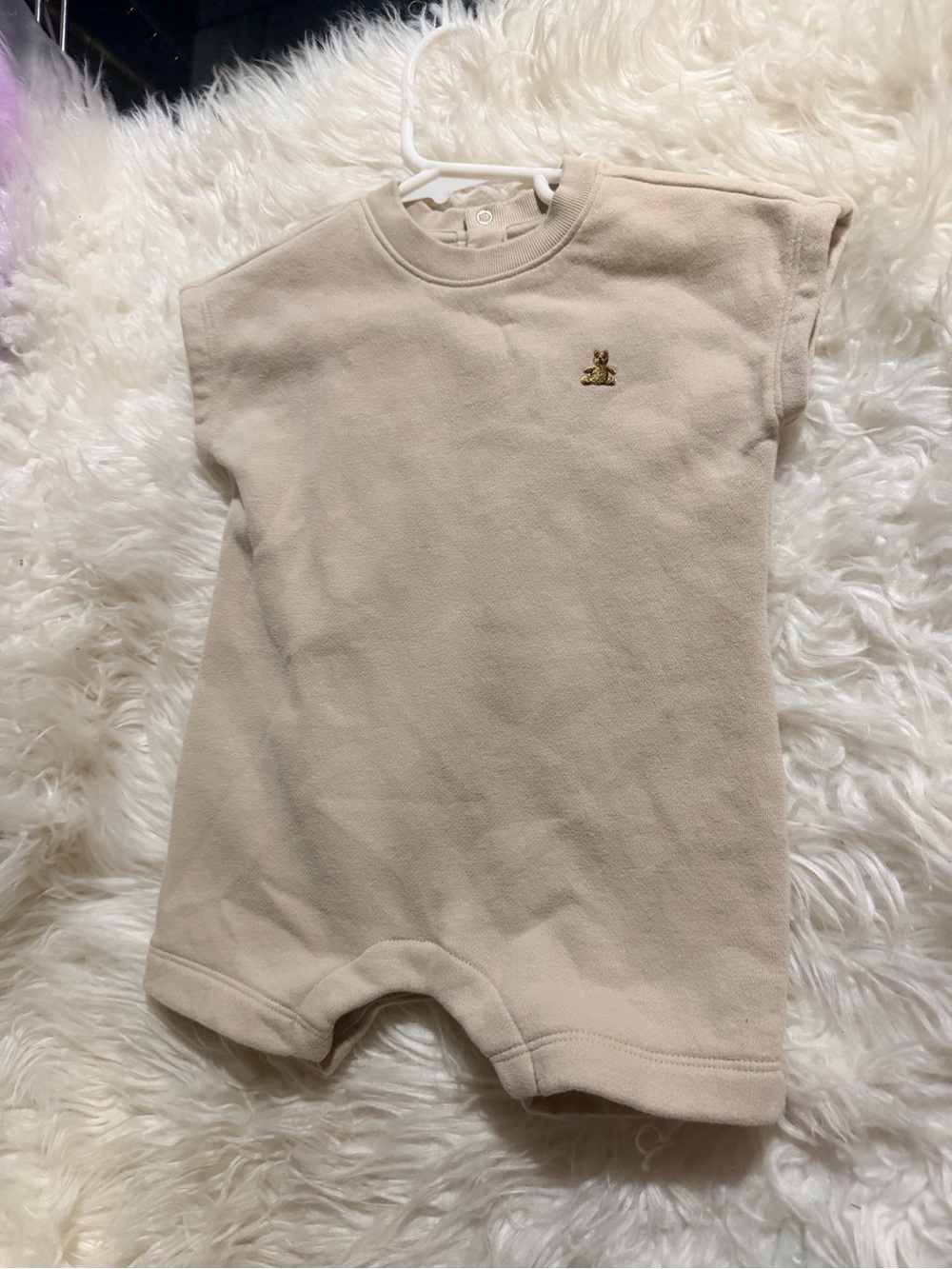 GAP Beige Short-Sleeve One-Piece Baby Romper